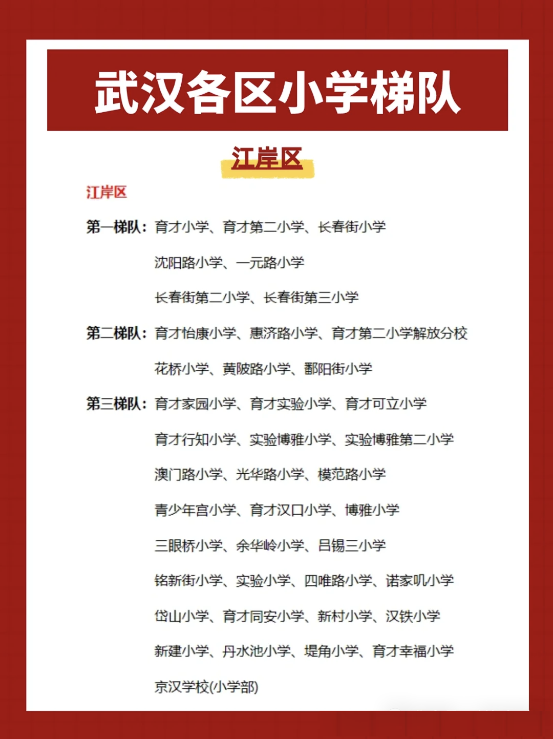 江岸区小学梯队 江岸区小学梯队